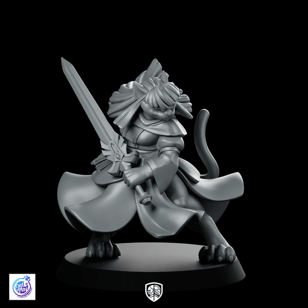 Catfolk Cleric A Miniature Feline Divine Sword - CastNPlay - We Print Miniatures