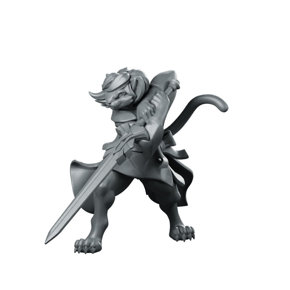 Catfolk Cleric B Miniature Sword Divine Warrior - CastNPlay - We Print Miniatures