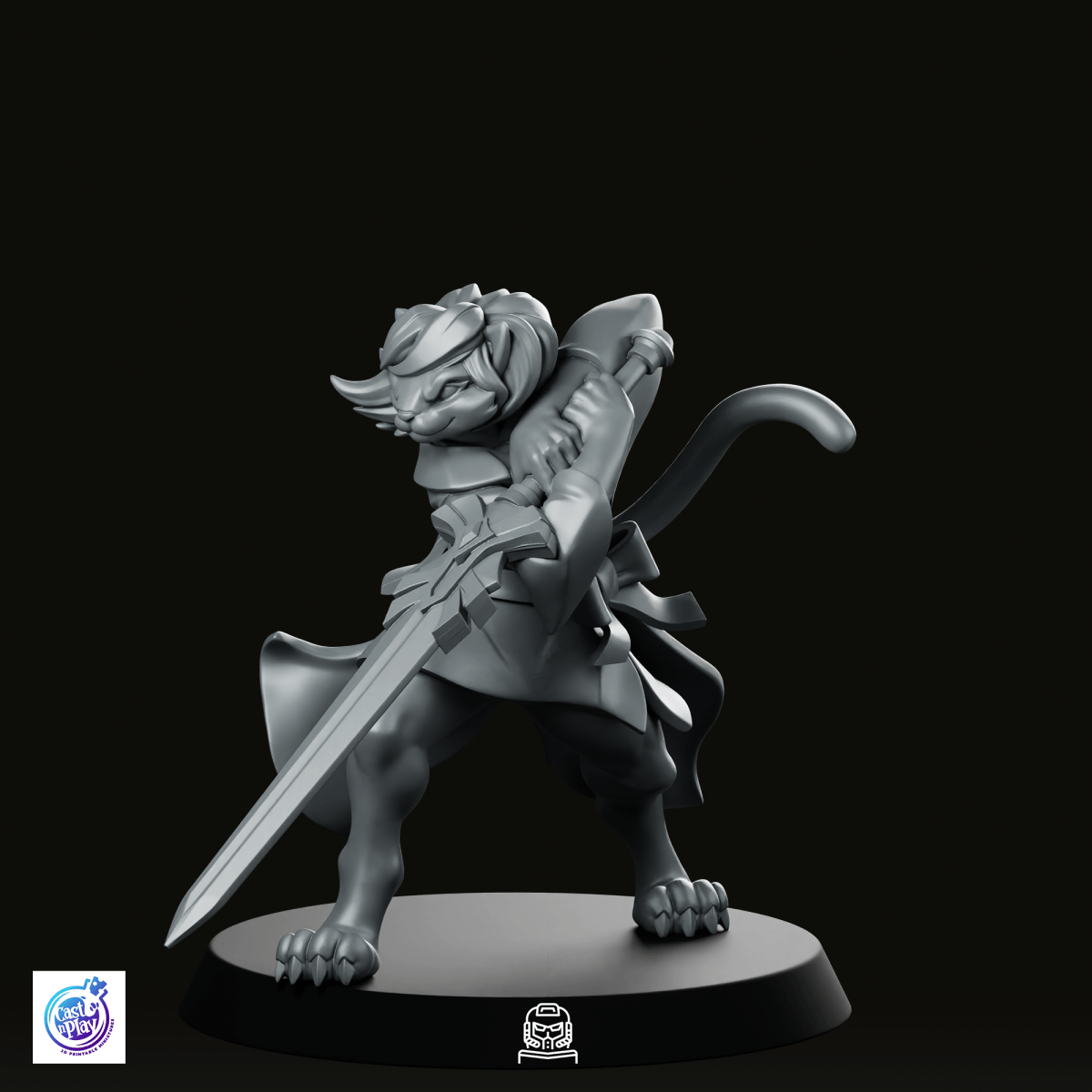 Catfolk Cleric B Miniature - CastNPlay - We Print Miniatures
