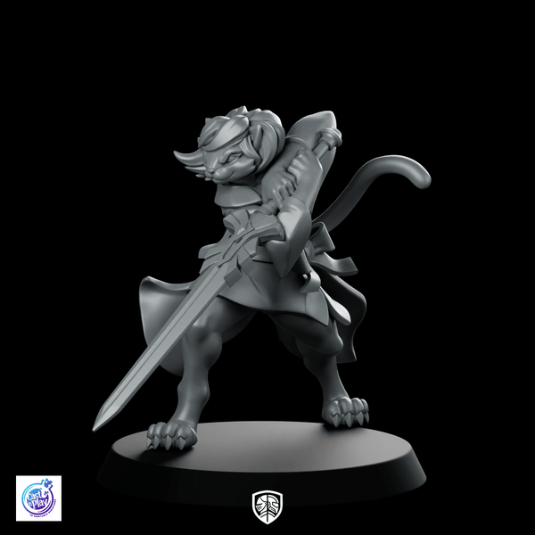 Catfolk Cleric B Miniature Sword Divine Warrior - CastNPlay - We Print Miniatures