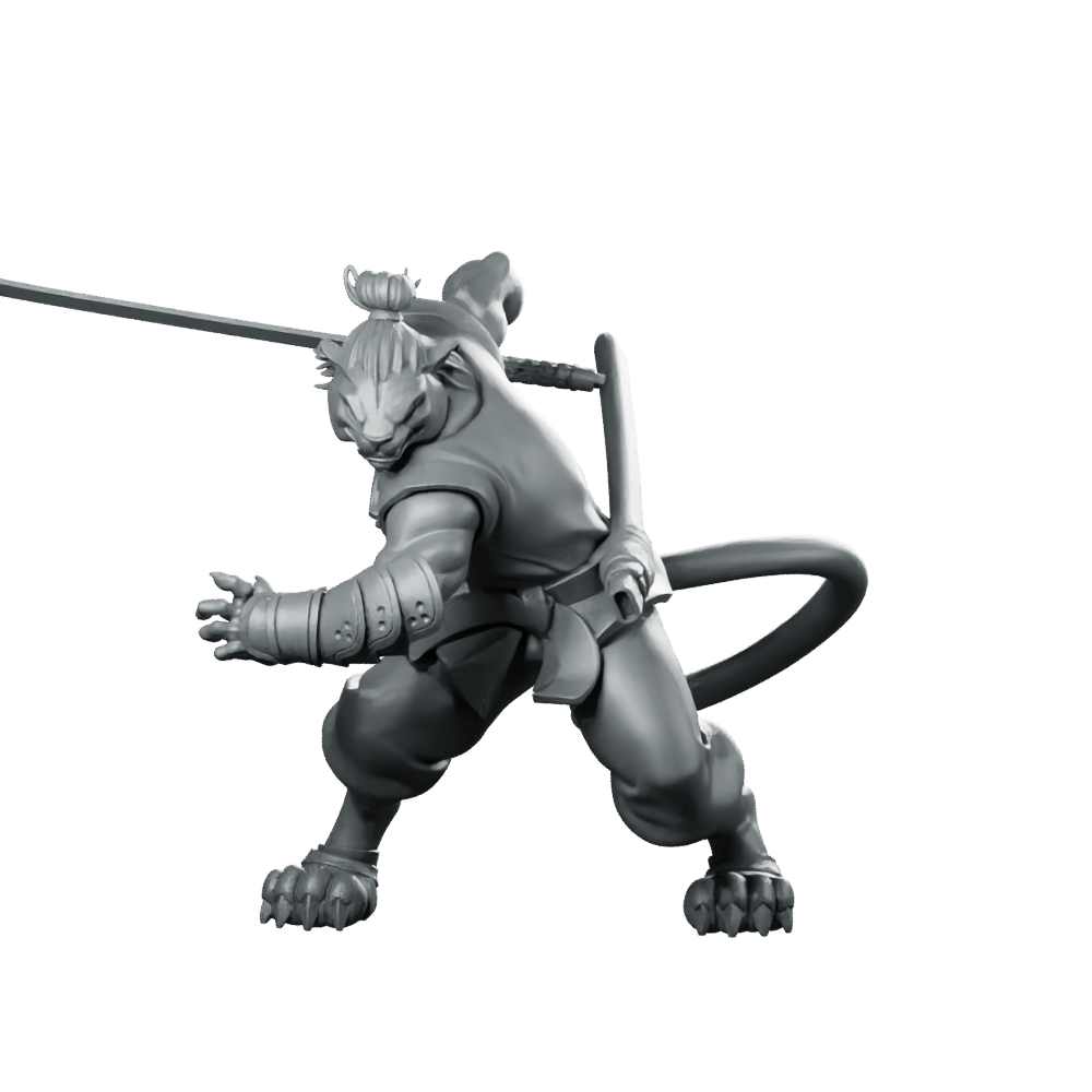 Catfolk Monk A Miniature Armored Martial Warrior - CastNPlay - We Print Miniatures