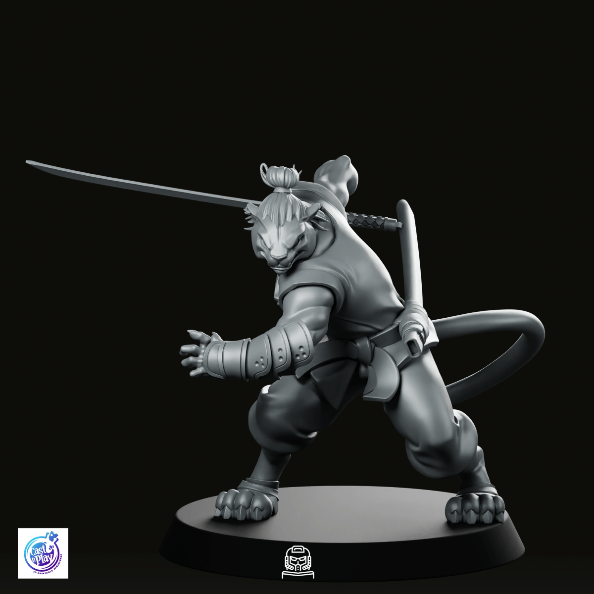 Catfolk Monk A Miniature - CastNPlay - We Print Miniatures