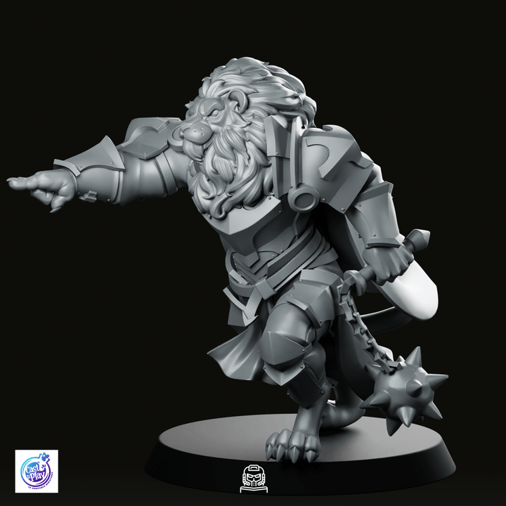 Catfolk Paladin C Miniatura Mangual Dinámico con Armadura