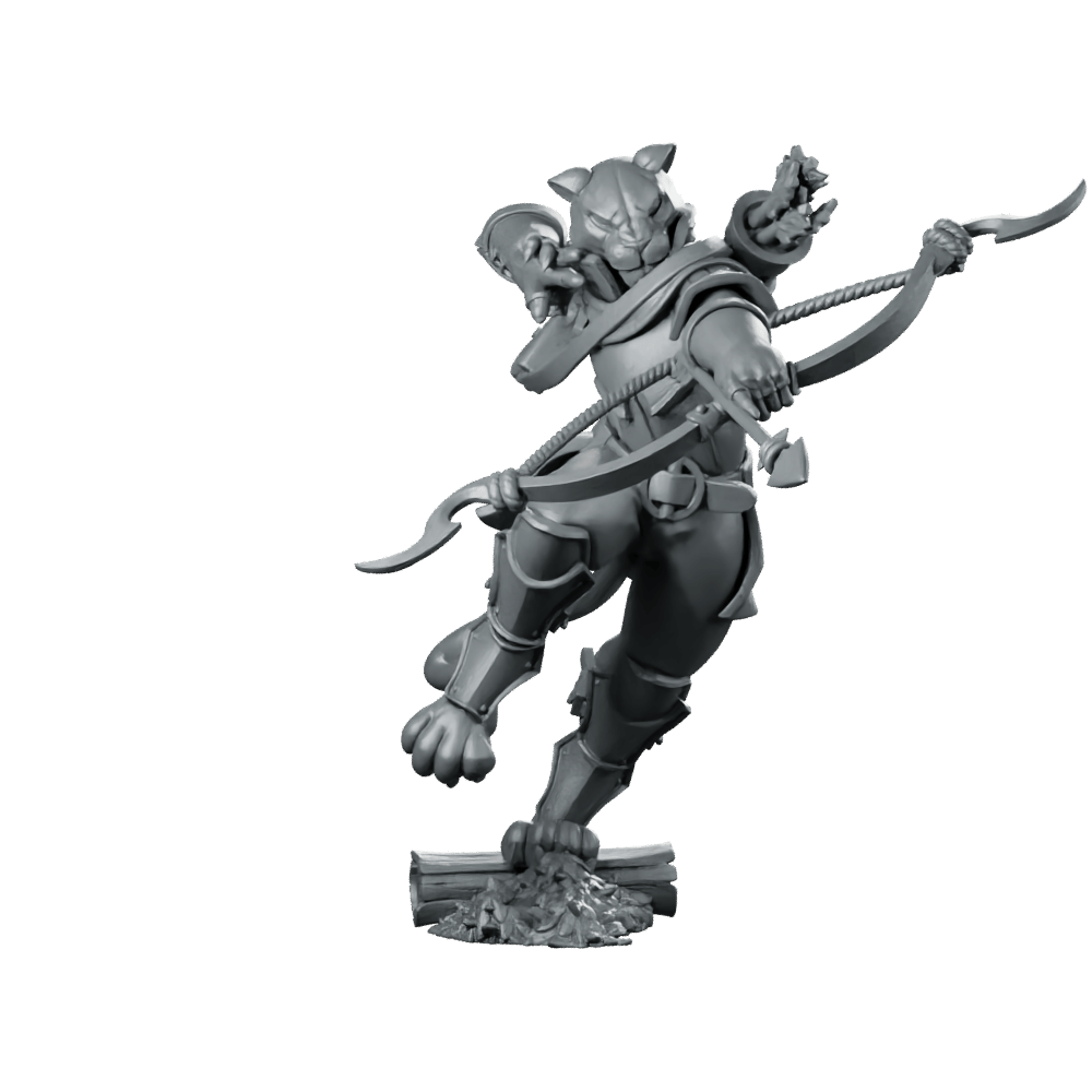 Catfolk Rogue D Miniature Stealth Archer Resin - CastNPlay - We Print Miniatures