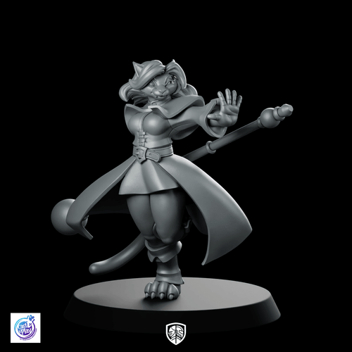 Catfolk Wizard B Miniature Arcane Spellcaster Female - CastNPlay - We Print Miniatures