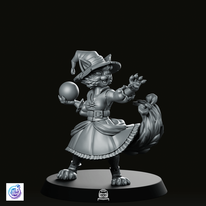 Catfolk Wizard Miniature Female Spellcaster Crystal Ball