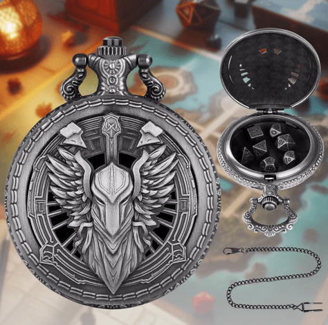 Celestial Champion | Pocket Watch Case | Ancient Silver - Tabletop Dominion - We Print Miniatures
