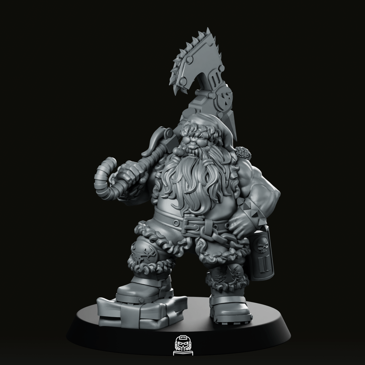 Chainaxe Santa Squat Dwarf Miniature - We Print Miniatures - We Print Miniatures