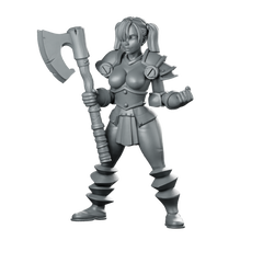HeroQuest Female Chaos 4 Helmet Miniature Axe Warrior Miniature 360 Spin 01