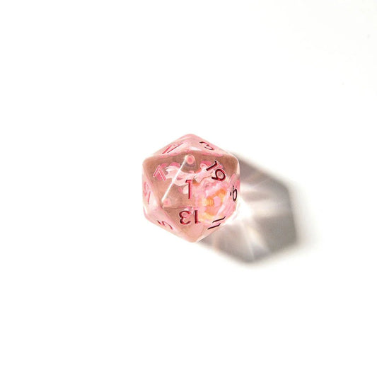 Cherry Blossoms | Resin Inclusion Dice | 7 Piece Set - Tabletop Dominion - We Print Miniatures