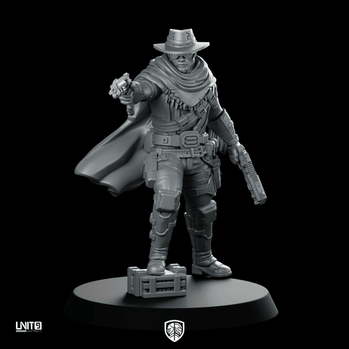 Cole Last Pull Ardent v1 Miniature Cyberpunk Gunslinger - Unit9 - We Print Miniatures