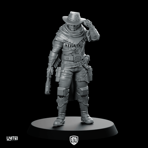 Cole Last Pull Ardent v2 Miniature Cyberpunk Gunslinger - Unit9 - We Print Miniatures