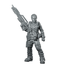 Mizzy Cruz Alien Hunter Miniature Cyberpunk Heavy Gunner Miniature 360 Spin 01