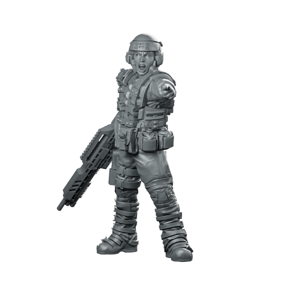 Nick Puerto Soldier Miniature Cyberpunk Sci-Fi Commander Miniature 360 Spin 01
