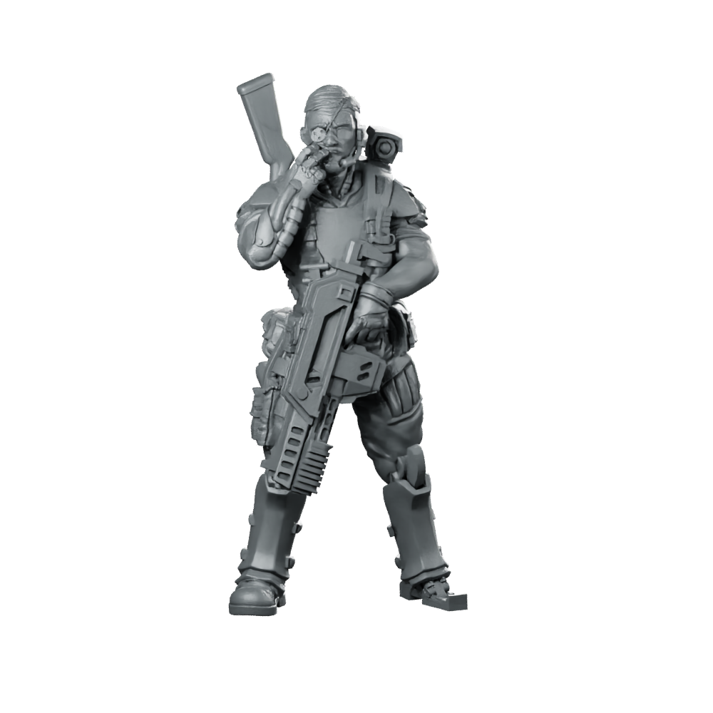 The Irish Iron Sergeant Miniature Sci-Fi Skirmish Leader Miniature 360 Spin 01