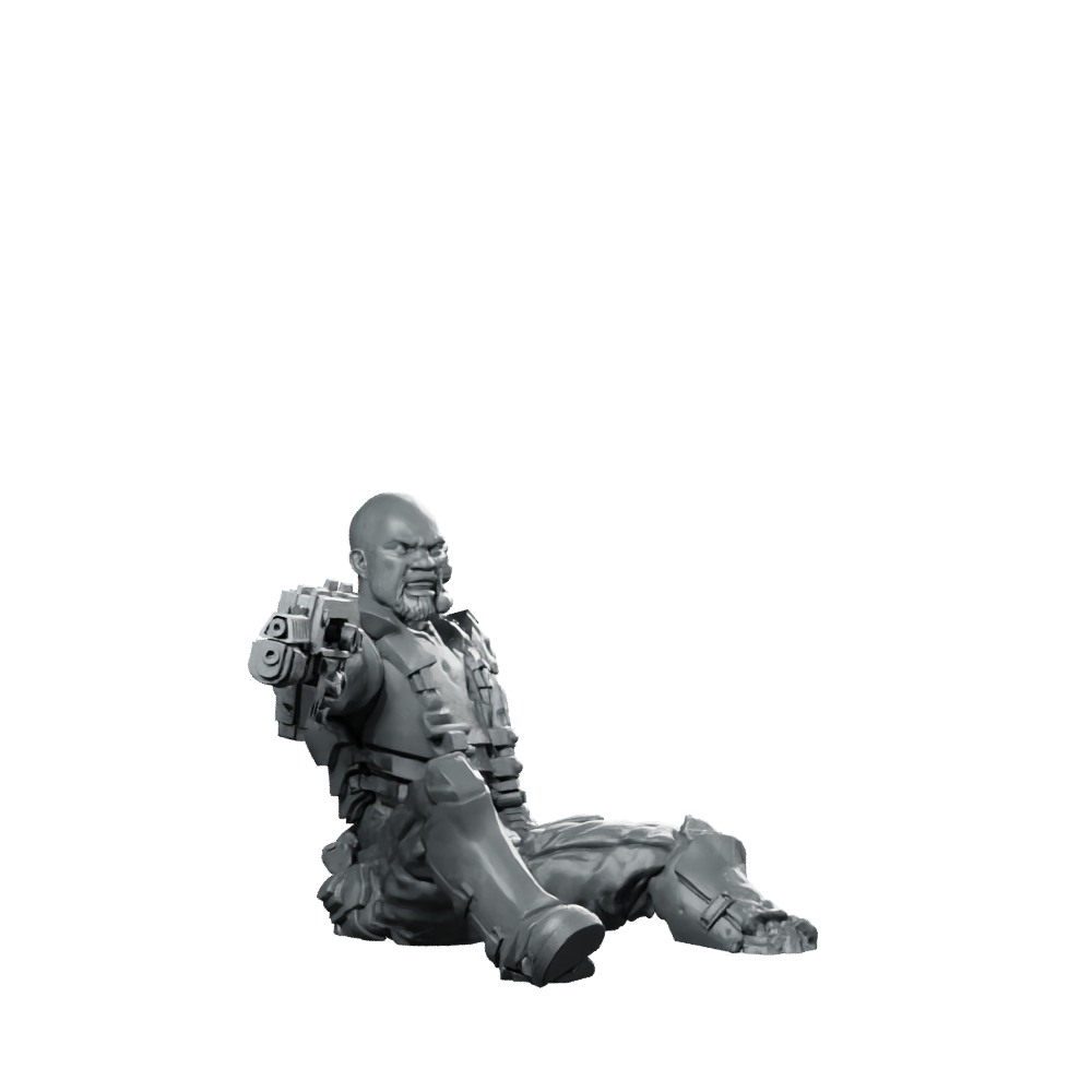 Soldier Wounded in Action Miniature Sci-Fi Resin Miniature 360 Spin 01