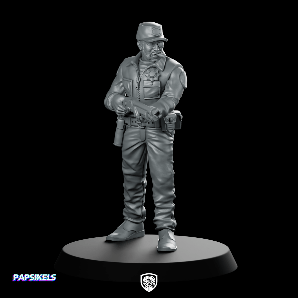 Colonial Marshal James Hunt Miniature Cyberpunk Lawman - Papsikels Miniatures - We Print Miniatures