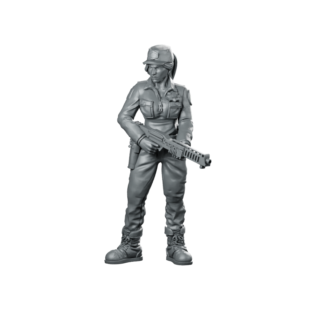 Colonial Marshal Rachel Coopers Miniature Sci-Fi Riflewoman Miniature 360 Spin 01