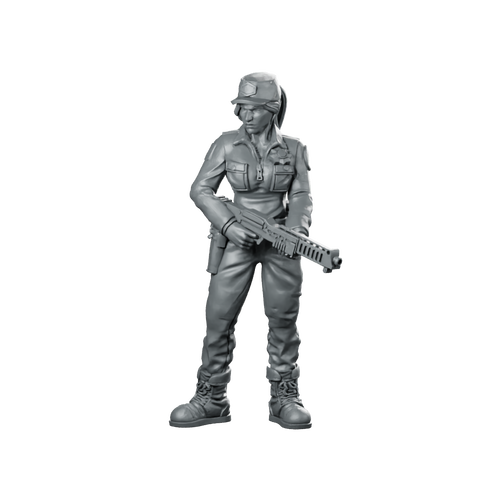 Colonial Marshal Rachel Coopers Miniature Sci-Fi Riflewoman Miniature 360 Spin 01