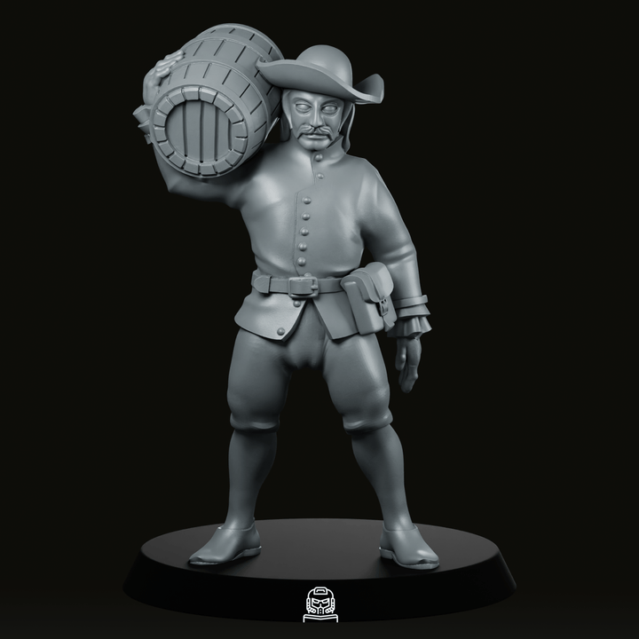 Frontier Colonist Male NPC Miniature with Cargo Barrel