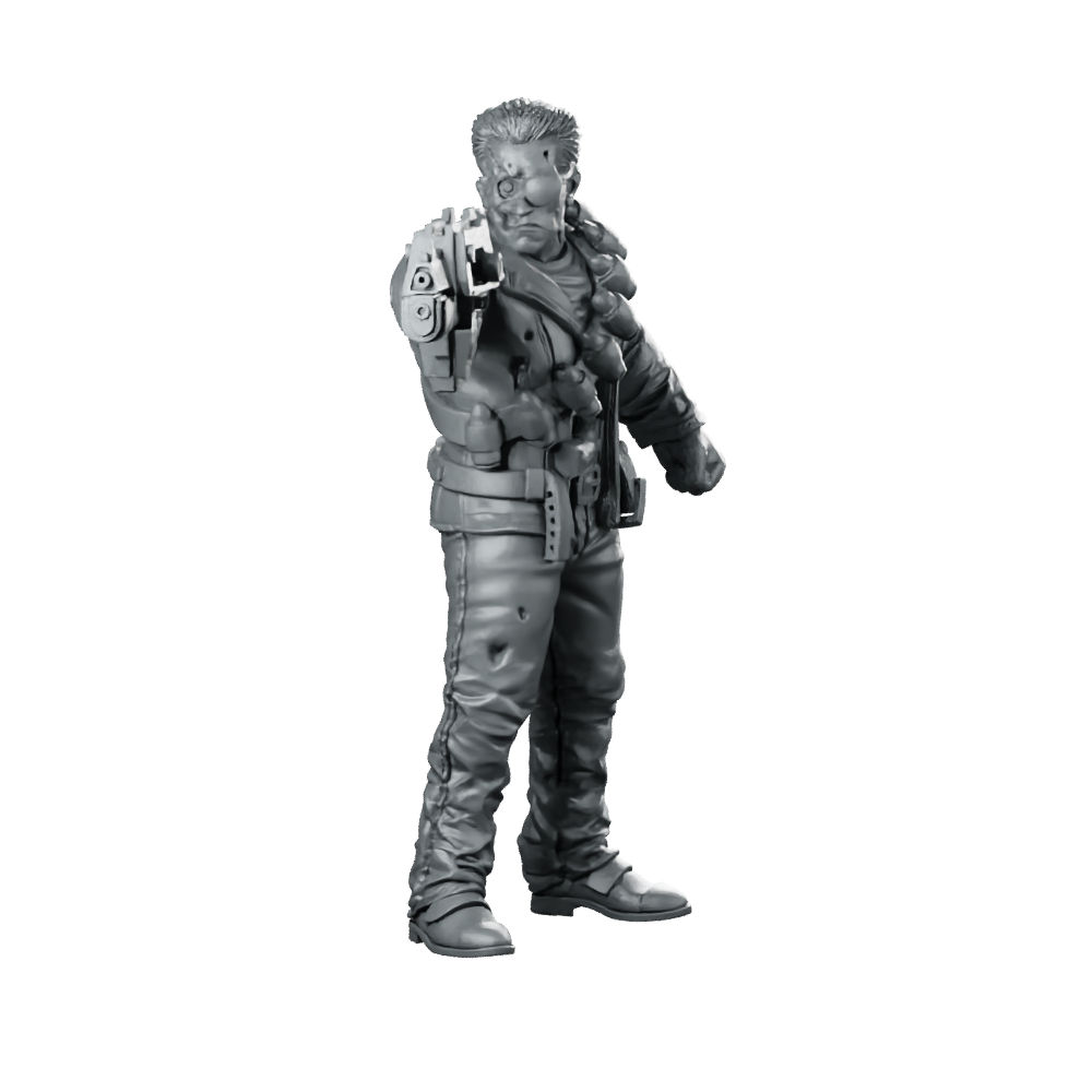 Barry McGuffin Cyborg with Rifle Miniature Cyberpunk Miniature 360 Spin 01