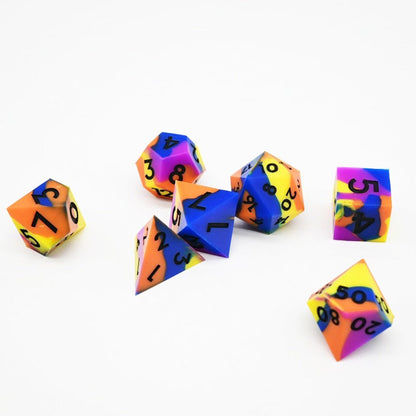Colourful Squish Rocks | Silicone Dice | 7 Piece Set - Tabletop Dominion - We Print Miniatures