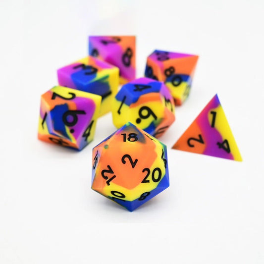 Colourful Squish Rocks | Silicone Dice | 7 Piece Set - Tabletop Dominion - We Print Miniatures