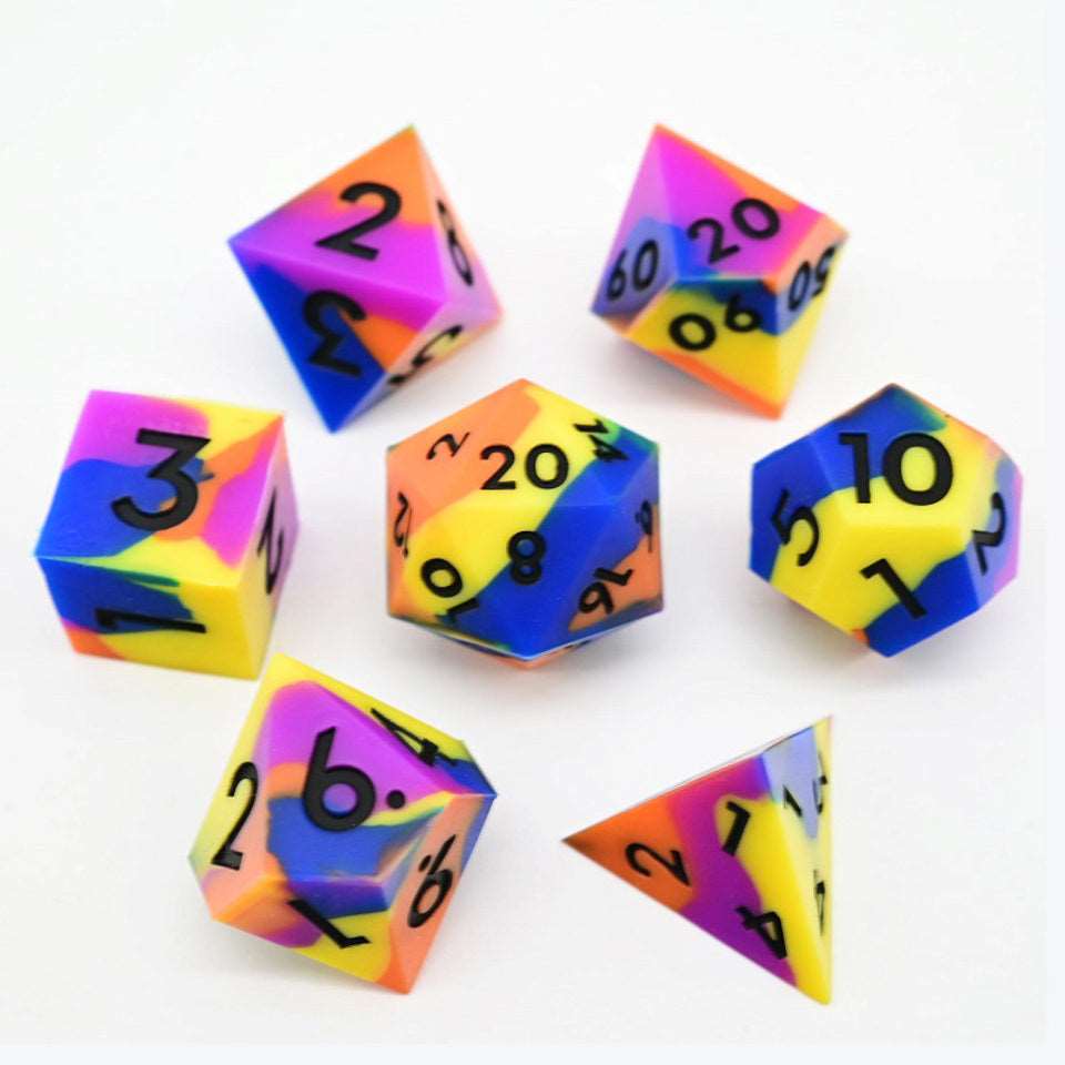 Colourful Squish Rocks | Silicone Dice | 7 Piece Set - Tabletop Dominion - We Print Miniatures