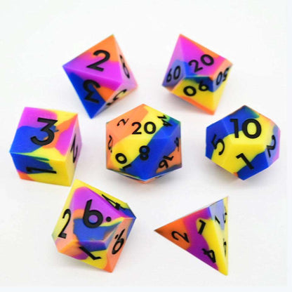 Colourful Squish Rocks | Silicone Dice | 7 Piece Set - Tabletop Dominion - We Print Miniatures