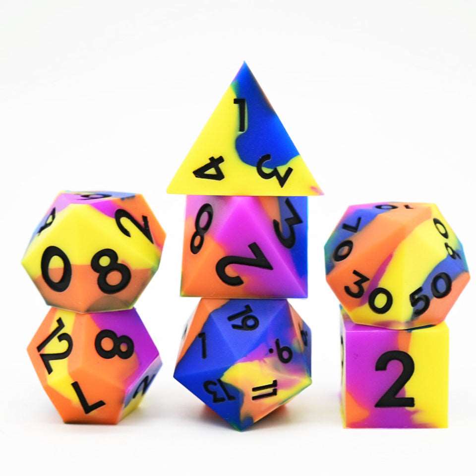 Colourful Squish Rocks | Silicone Dice | 7 Piece Set - Tabletop Dominion - We Print Miniatures
