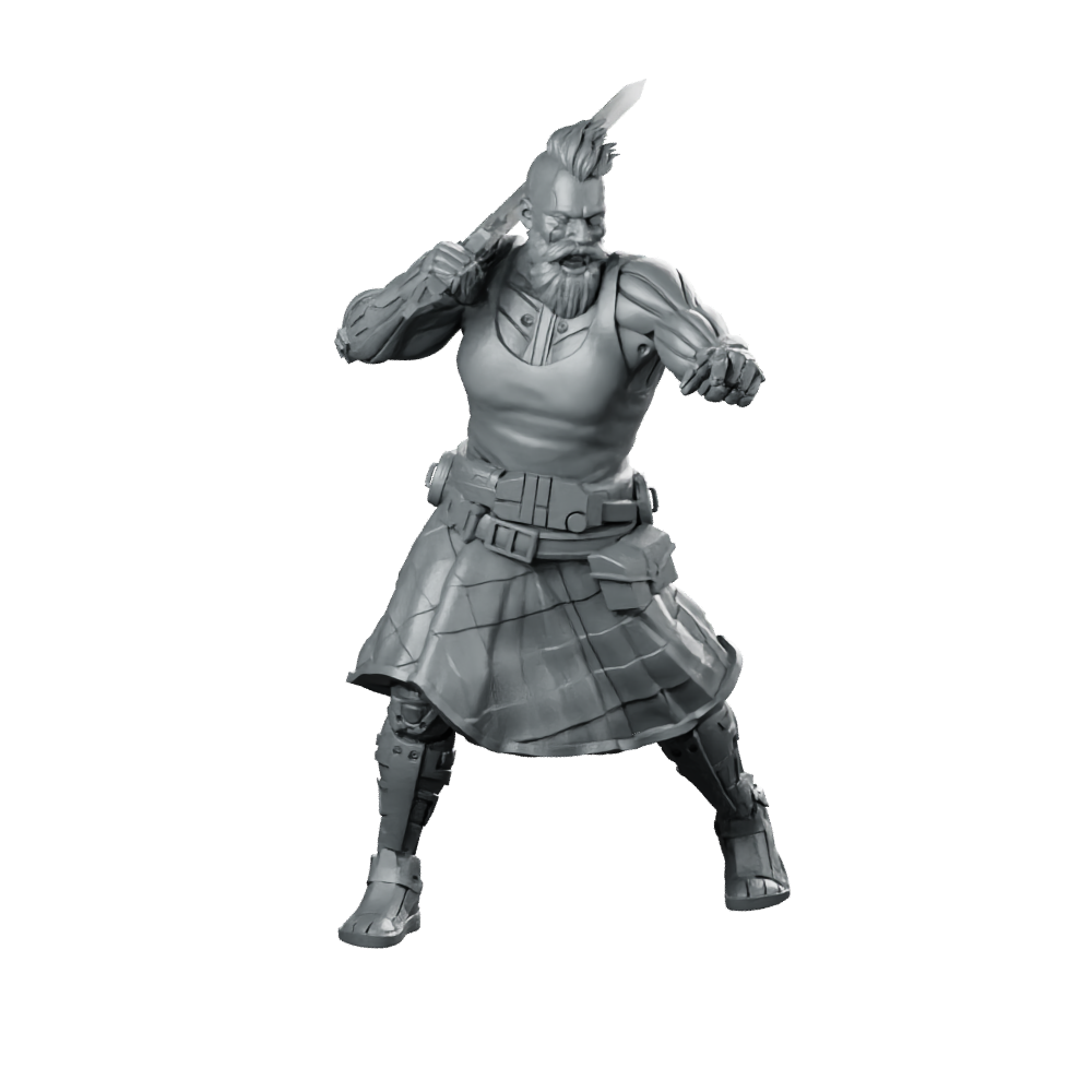 Conor Lynch 01 Miniature Cyberpunk Kilt Warrior Miniature 360 Spin 01