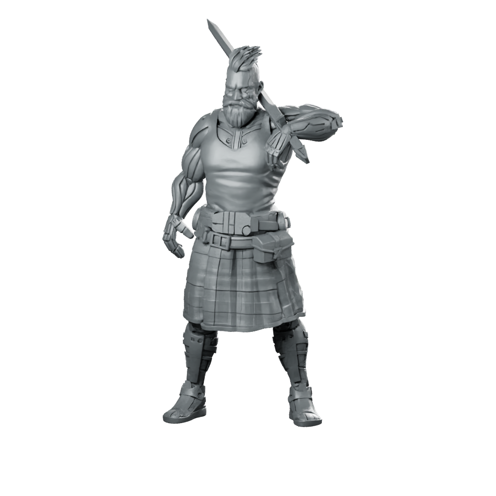Conor Lynch 02 Miniature Cyberpunk Scottish Swordsman Miniature 360 Spin 01