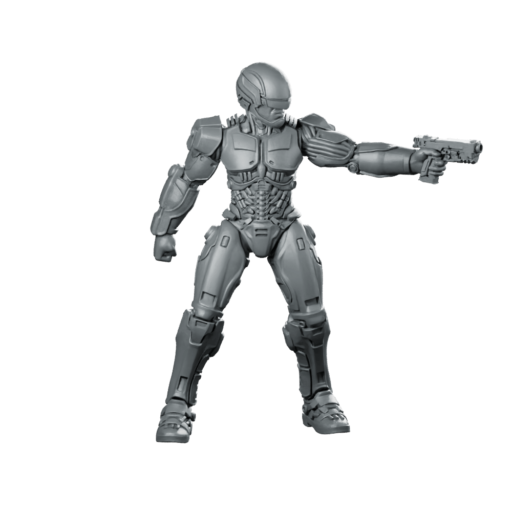 Cop Robo 2014 Silver 1 Miniature Cyberpunk - Papsikels Miniatures - We Print Miniatures