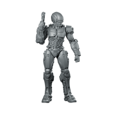 Cop Robo 2014 Silver 3 Miniature Cyberpunk Enforcer - Papsikels Miniatures - We Print Miniatures