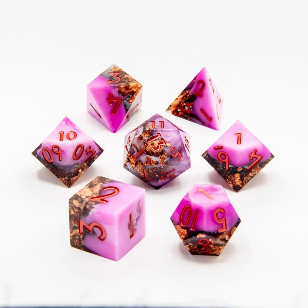 Copper Haze | Sharp Edge Dice | 7 Piece Set - Tabletop Dominion - We Print Miniatures
