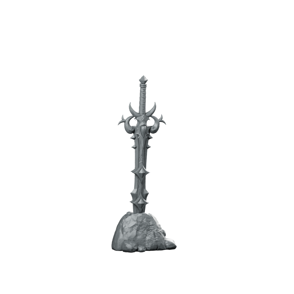 Cormag Sword Miniature Cursed Demon Blade Terrain Miniature 360 Spin 01
