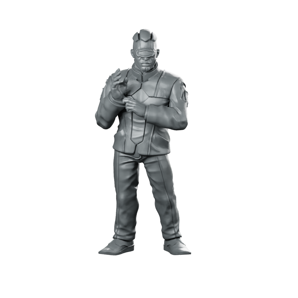 Corporate Counter Intel Manager Cyborg Officer Miniature Miniature 360 Spin 01