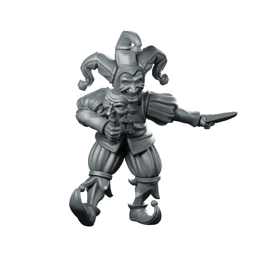 Corrupted Circus Monopose 01 Miniature Jester Assassin - Vae Victis - We Print Miniatures