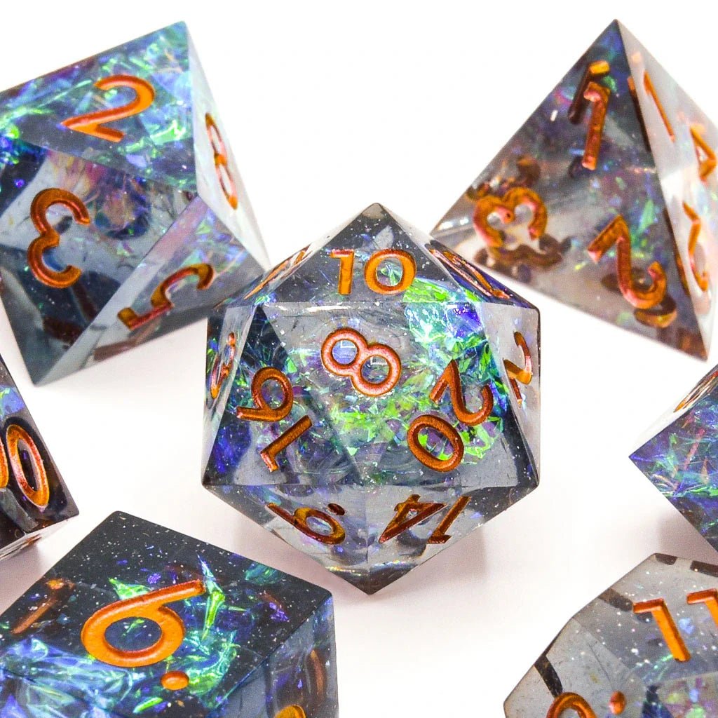 Cosmic Veil | Sharp Edge Dice | 7 Piece Set - Tabletop Dominion - We Print Miniatures