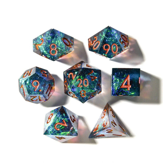 Cosmic Veil | Sharp Edge Dice | 7 Piece Set - Tabletop Dominion - We Print Miniatures