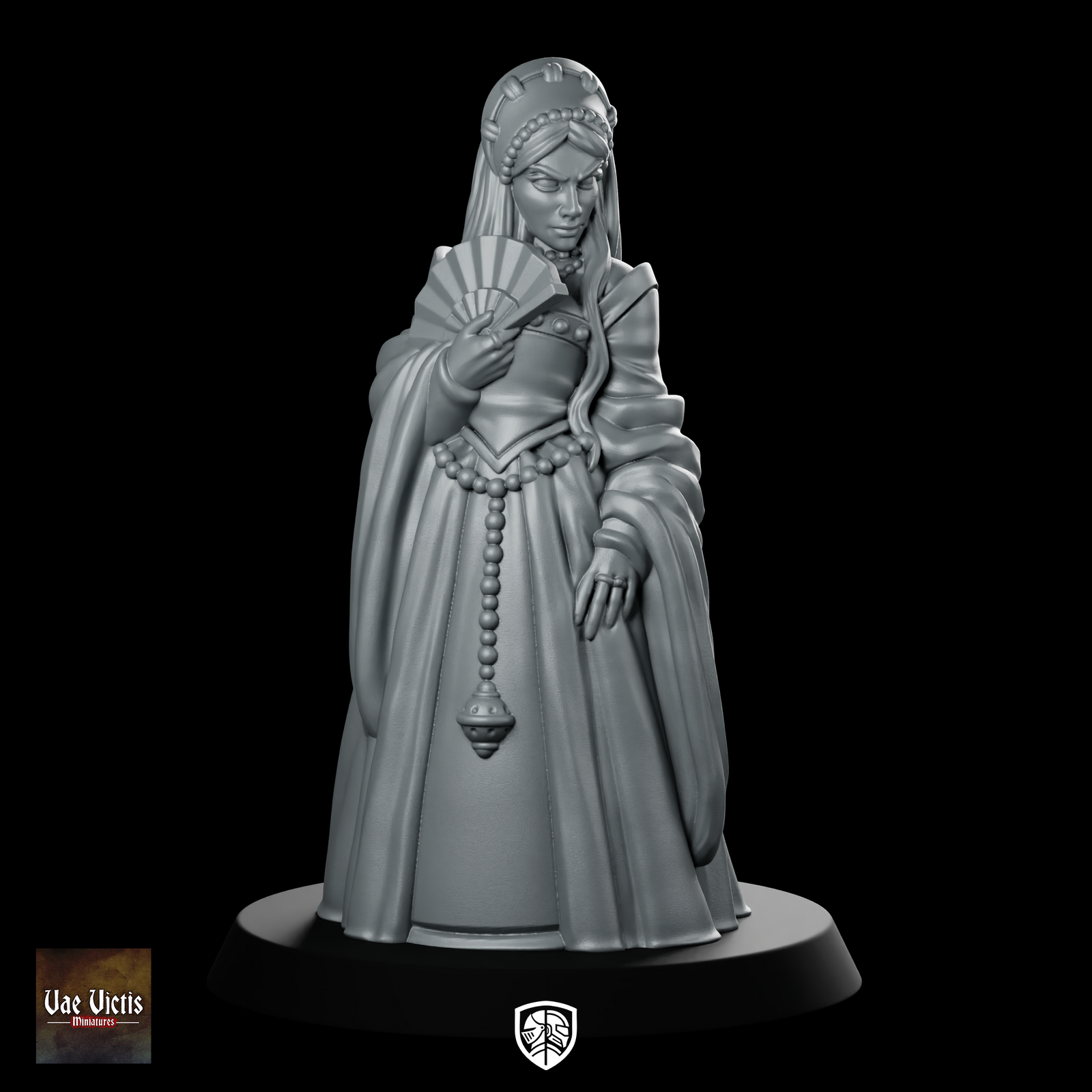 Courtesan Miniature Elegant Noble Fan Intrigue NPC