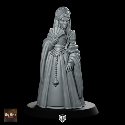 Courtesan Miniature Elegant Noble Fan Intrigue NPC