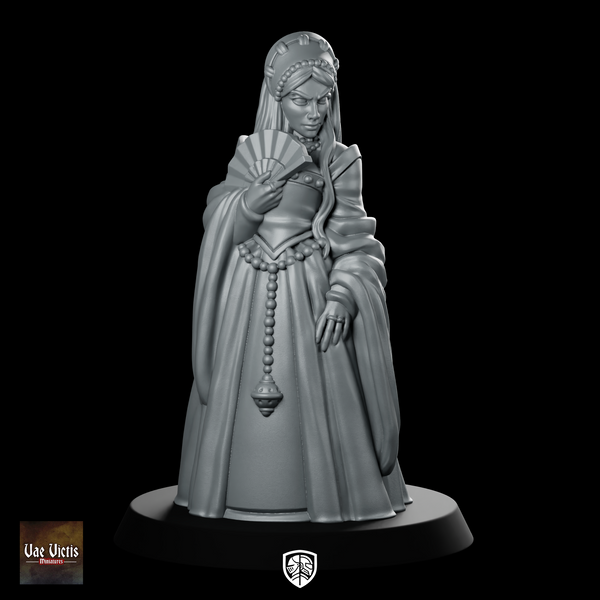 Courtesan Miniature Elegant Noble Fan Intrigue NPC