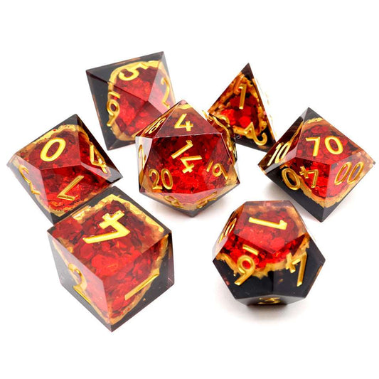 Crimson Abyss | Geode Dice | 7 Piece Set - Tabletop Dominion - We Print Miniatures