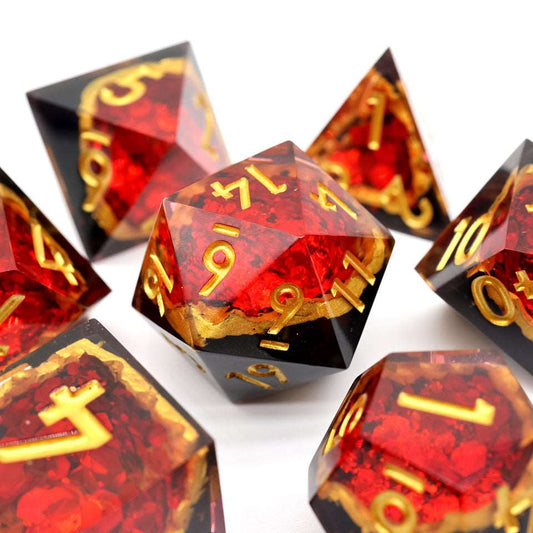 Crimson Abyss | Geode Dice | 7 Piece Set - Tabletop Dominion - We Print Miniatures