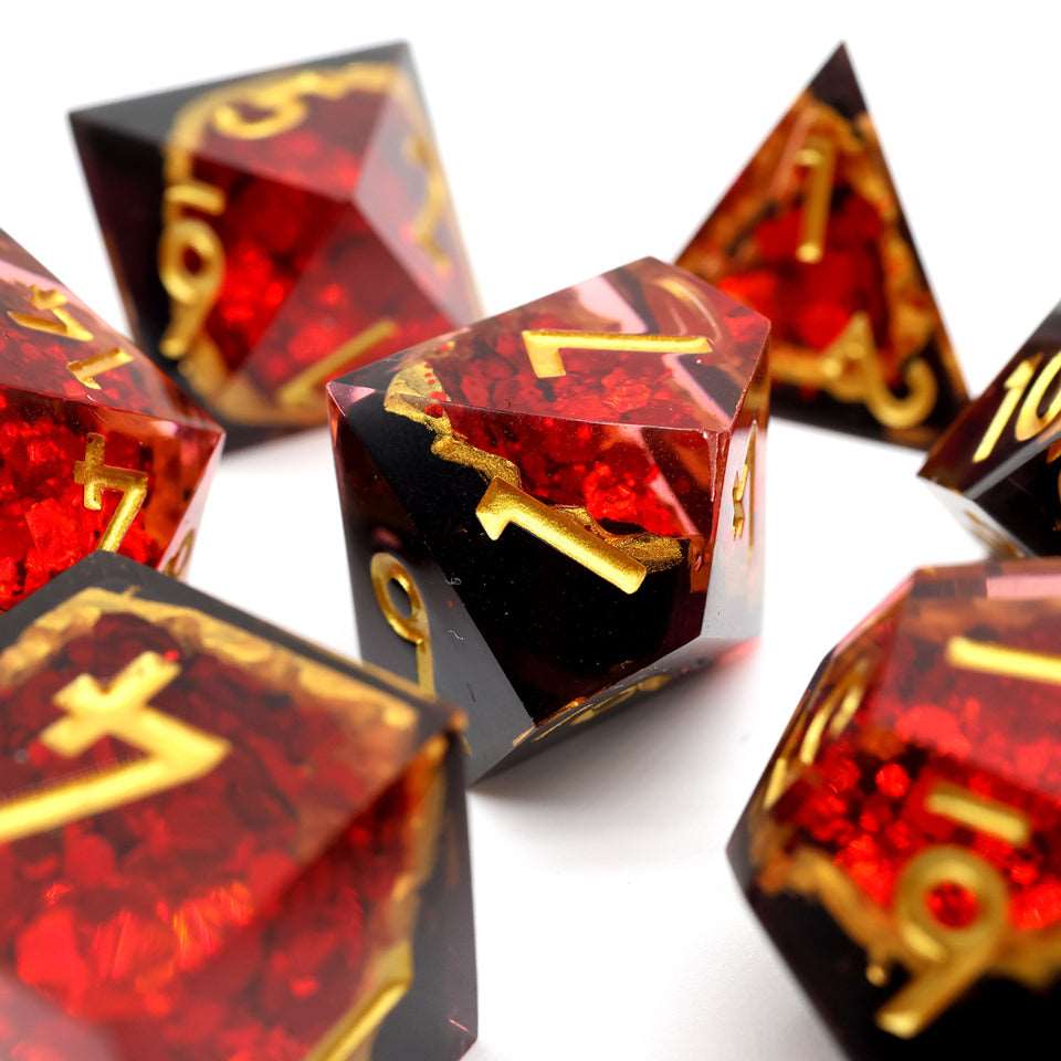 Crimson Abyss | Geode Dice | 7 Piece Set - Tabletop Dominion - We Print Miniatures
