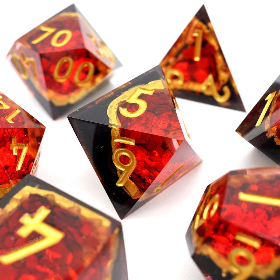 Crimson Abyss | Geode Dice | 7 Piece Set - Tabletop Dominion - We Print Miniatures
