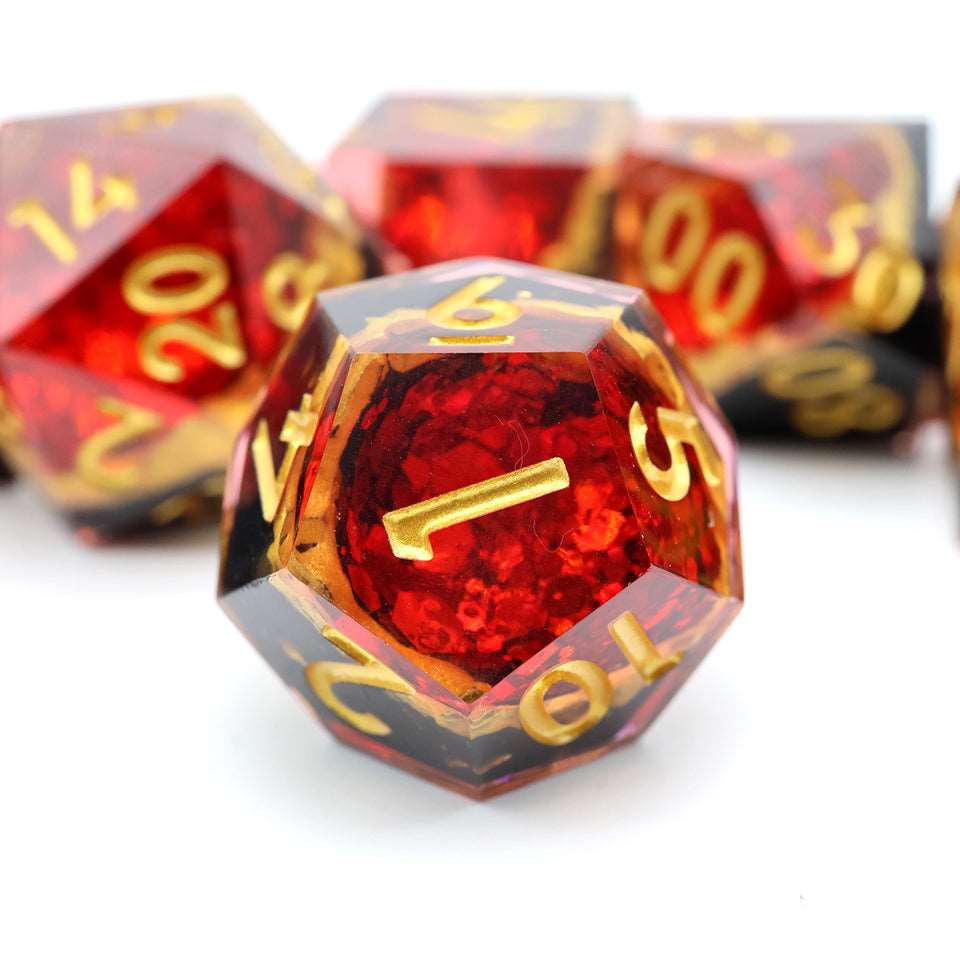 Crimson Abyss | Geode Dice | 7 Piece Set - Tabletop Dominion - We Print Miniatures