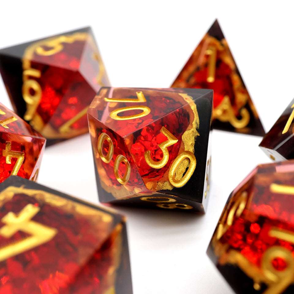 Crimson Abyss | Geode Dice | 7 Piece Set - Tabletop Dominion - We Print Miniatures