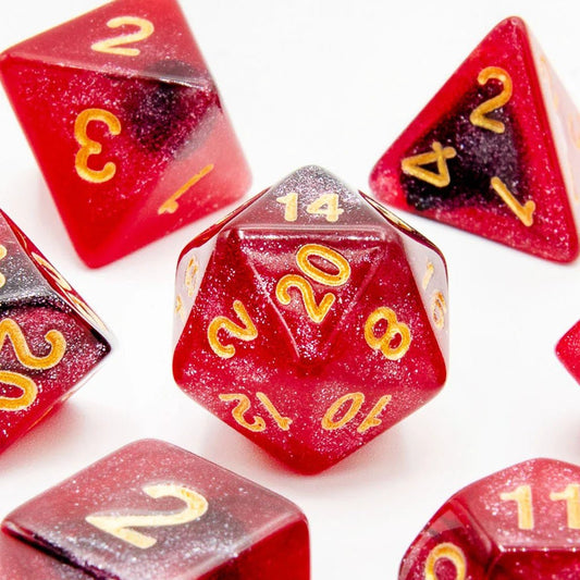 Crimson Stardust | Acrylic Dice | 7 Piece Set - Tabletop Dominion - We Print Miniatures